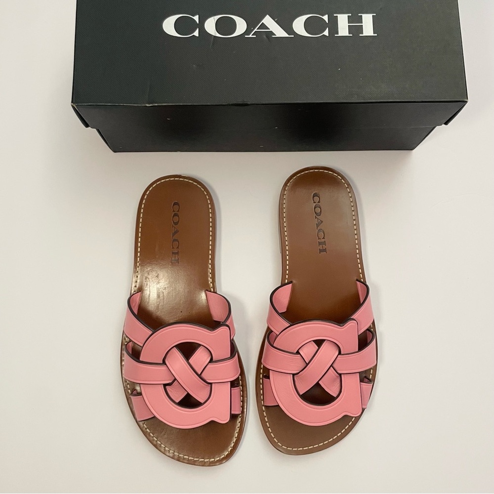 Coach Flower Pink Issa Leather Sandal Size 7